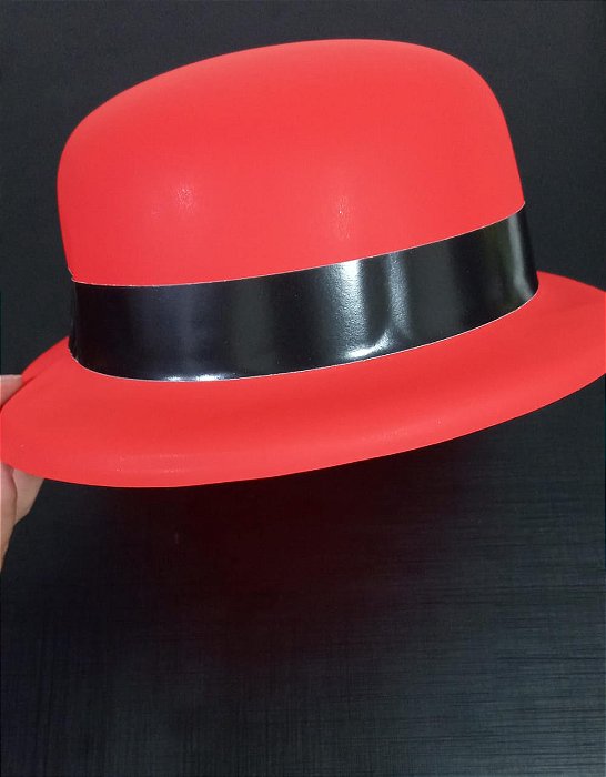 CHAPEU COQUINHO VERMELHO NEON COM FAIXA 27CM