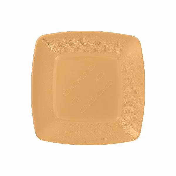 PRATO ACRILICO 15CM LARANJA CANDY QUADRADO C/10 UND