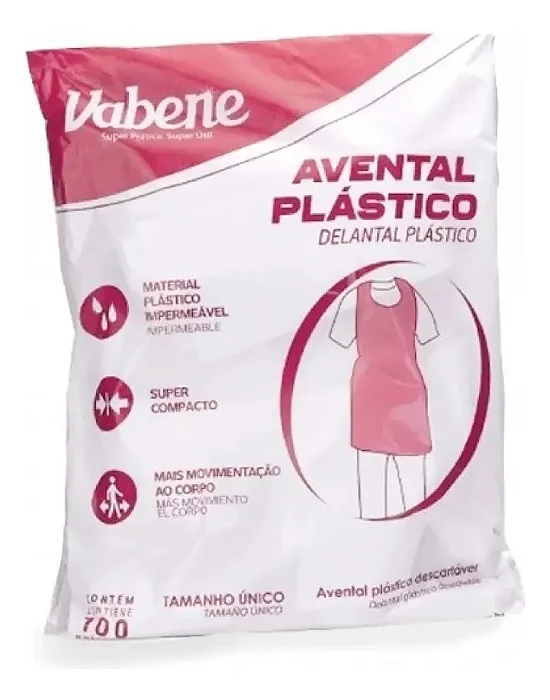 AVENTAL PLASTICO BRANCO 110CMX70CM C/100 UND