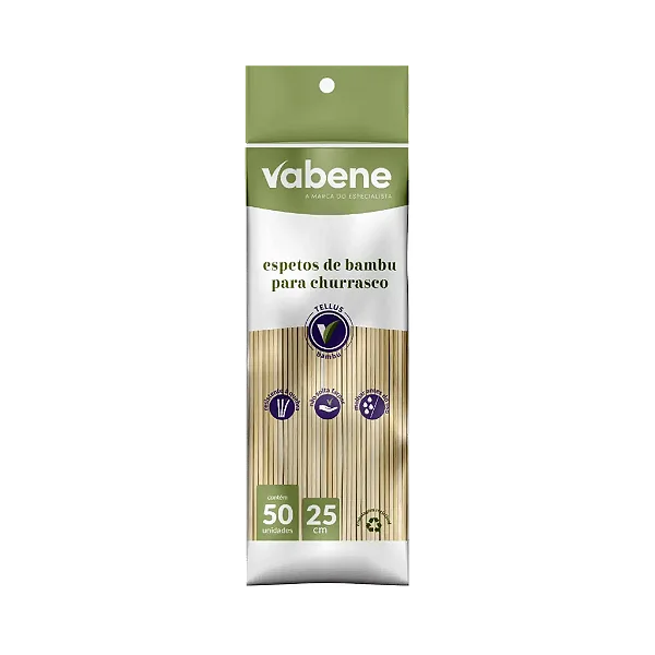 ESPETO DE BAMBU PARA CHURRASCO MELLO 25CM C/50 UNIDADES