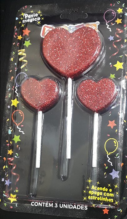 VELA CORACAO GLITTER VERMELHA UND