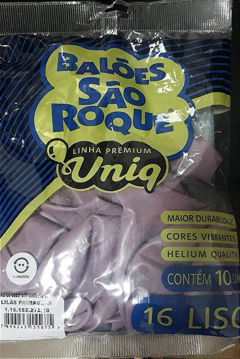 BALAO 16 UNIQ LILAS PRIMAVERA C/10 UND