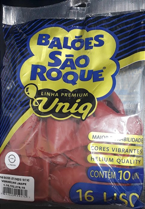 BALAO 16 UNIQ VERMELHO JASPE C/10 UND