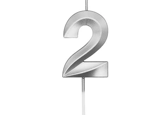 VELA MINI DESIGN PRATA NUMERO 2