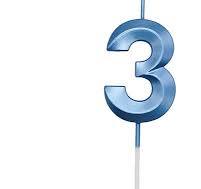 VELA MINI DESIGN AZUL NUMERO 3