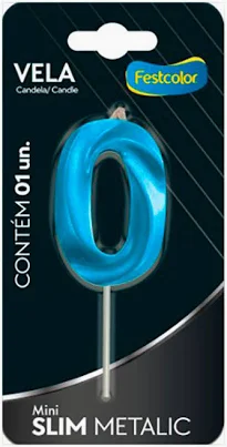VELA MINI DESIGN AZUL NUMERO 0