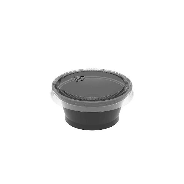 D695 POTE REDONDO PARA MOLHOS 30ML BASE PRETA TAMPA CRISTAL C/700 UND