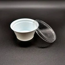 D695 BR POTE REDONDO PARA MOLHOS BASE BRANCA TAMPA CRISTAL 30ML C/700