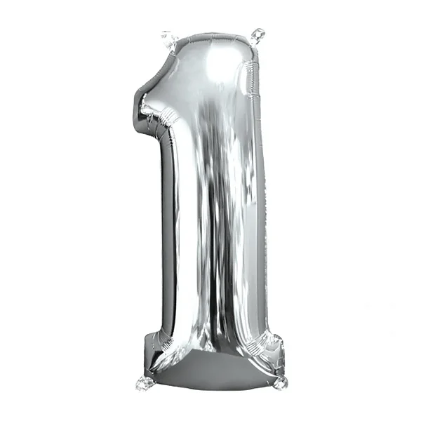 BALAO METALIZADO PRATA 40CM N.1