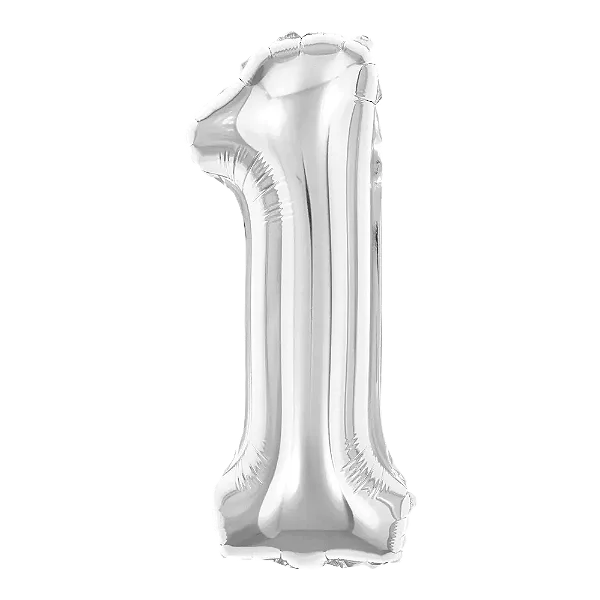 BALAO METALIZADO PRATA 100CM N.1