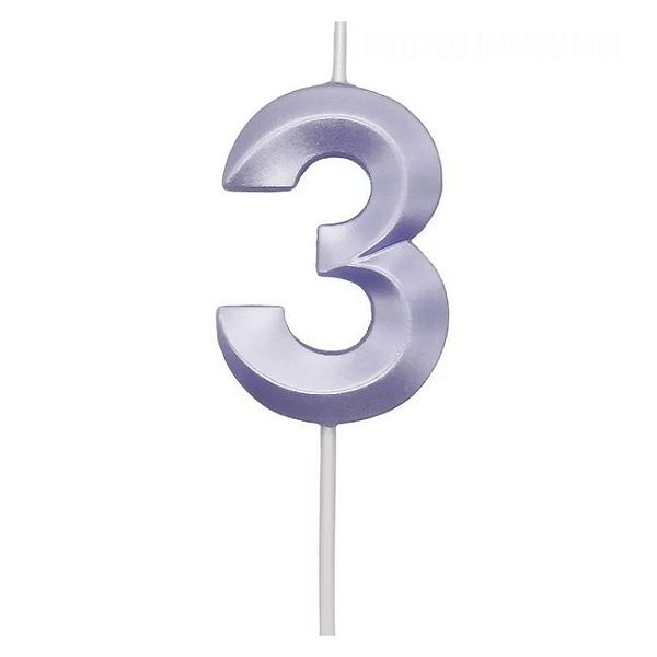 VELA MINI DESIGN LILAS NUMERO 3