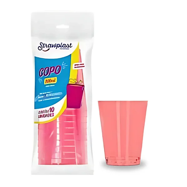 COPO ACRILICO 200ML ROSA C/10 UND