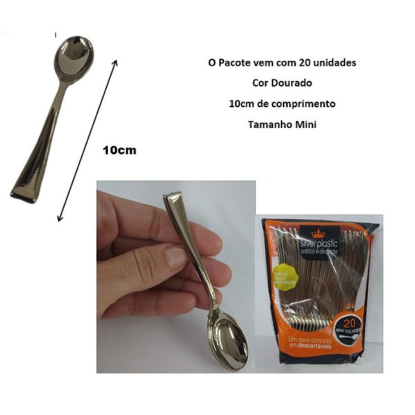 COLHER MINI LINHA GOLD PREMIUM DOURADA C/20 UND