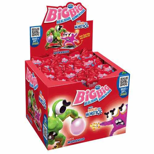 CHICLETE BIG BIG MORANGO 315G CX C/90 UND