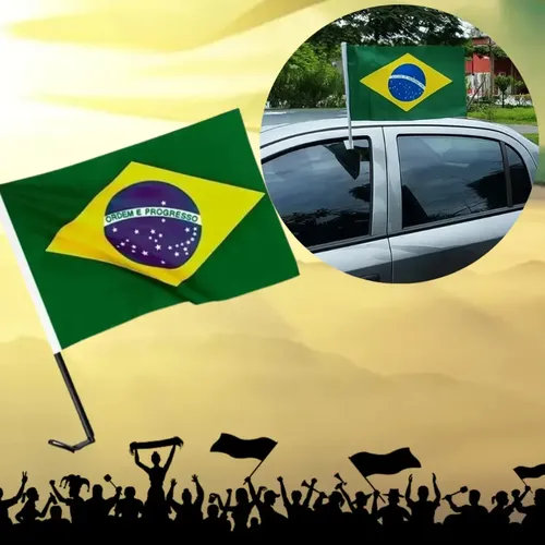 BANDEIRA DO BRASIL PARA CARRO COM HASTE 30x45CM