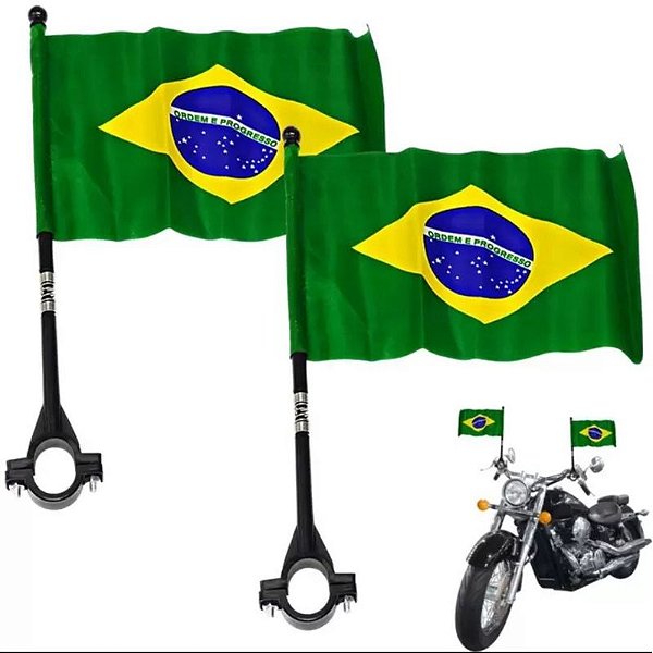 BANDEIRA DO BRASIL PARA MOTO COM HASTE 14X21CM