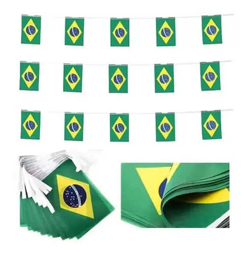 BANDEIRA BRASIL 14X21CM 12 BANDEIRAS 05 METROS