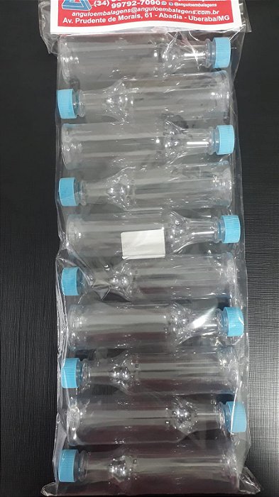 GARRAFA PLASTICA 60ML TAMPA MINIATURA AZUL BEBE C/10 UND