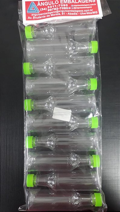 GARRAFA PLASTICA 60ML TAMPA MINIATURA VERDE LIMAO C/10 UND
