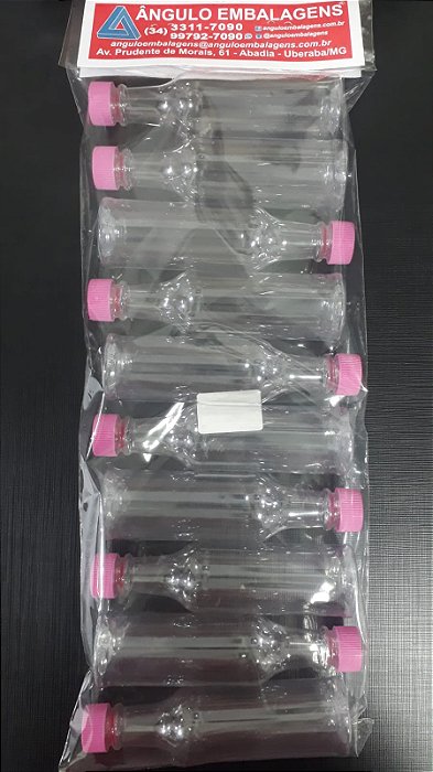 GARRAFA PLASTICA 60ML TAMPA MINIATURA ROSA PINK C/10 UND