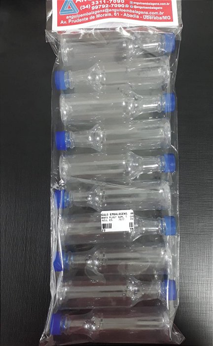 GARRAFA PLASTICA 60ML TAMPA AZUL ESCURO C/10 UND