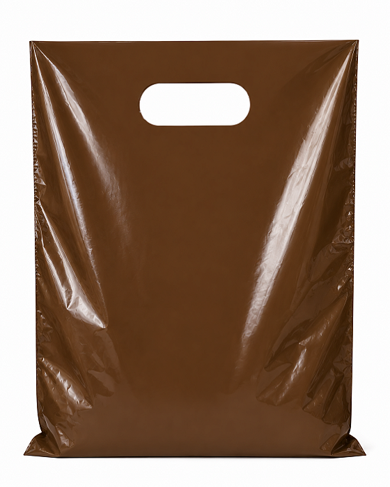 SACOLA 16X20 MARROM TABACO ALÇA VAZADA C/50