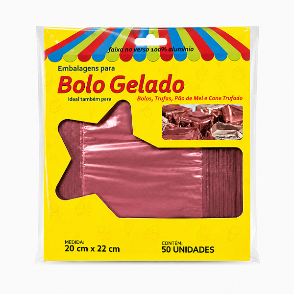EMBALAGEM BOLO GELADO ROSE GOLD 20X22 C/50 UND