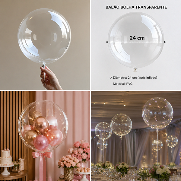 BALAO TRANSPARENTE 24CM - 5515