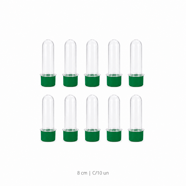 TUBETE PEQUENO COM TAMPA VERDE BANDEIRA C/10 UND