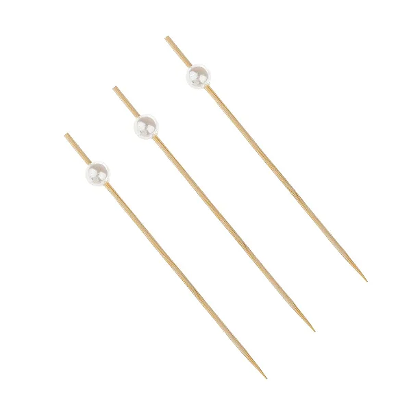 PALITO EM BAMBU PARA PETISCOS BOLINHAS PEROLADAS 12CM C/20 UND