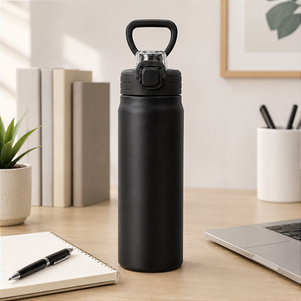 GARRAFA TERMICA INOX 700ML COR PRETA MORI