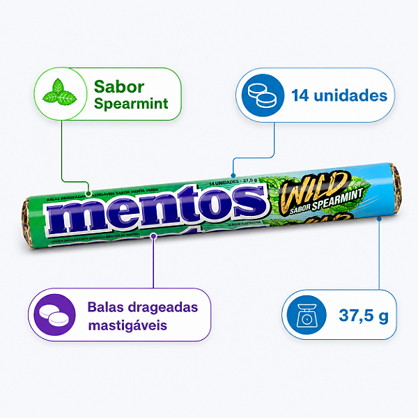 DROPS MENTOS WILD SPEARMINT C/14 UND