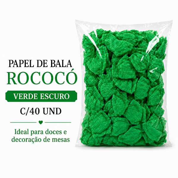 PAPEL DE BALA ROCOCO VERDE ESCURO C/40 UND