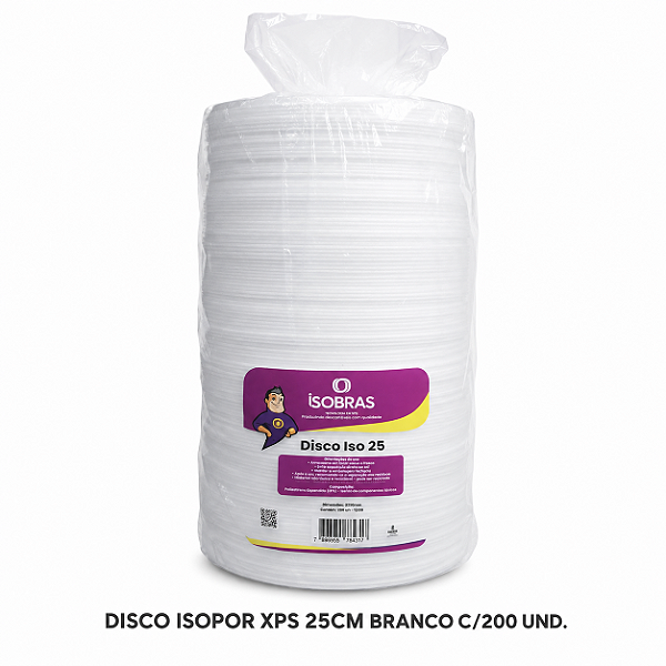 DISCO ISOPOR XPS 25CM BRANCO C/200 UND