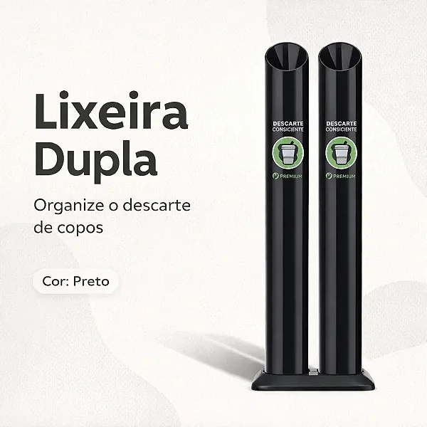 LIXEIRA COPO DESCARTAVEL PRETO BASE DUPLA AGUA AGUA