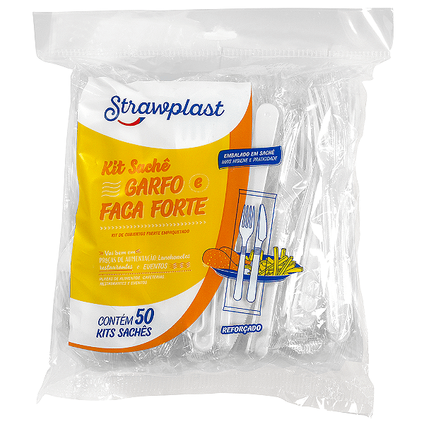 KIT SACHE GARFO E FACA FORTE BRANCO C/50 UND