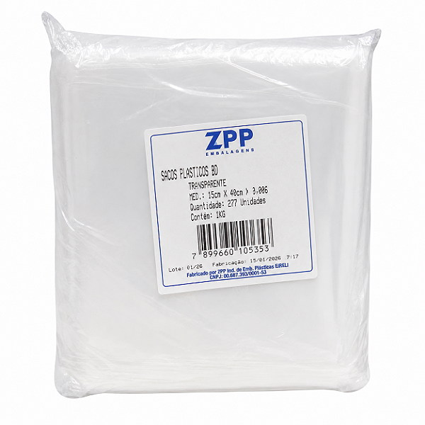 SACO BD 15X40 0,6 PC 1KG APROXIMADAMENTE 277 UNIDADES