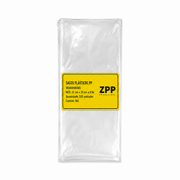 SACO PP 12 X 25CM 0,06 1KG APROXIMADAMENTE 555 UNIDADES