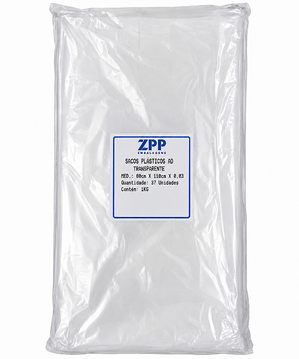 SACO AD 80 X 110 0,03 TRANSPARENTE ALTA DENSIDADE 1KG