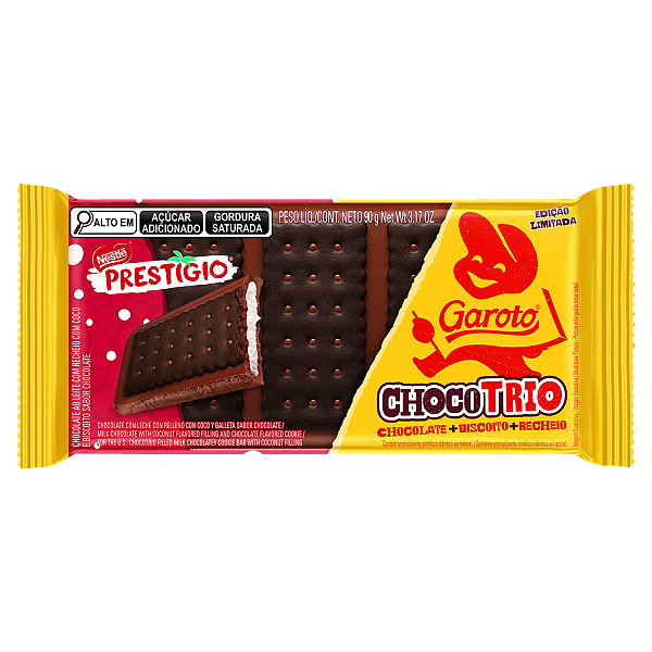 BOLACHA GAROTO CHOCOTRIO PRESTIGIO 90G