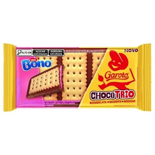 BOLACHA GAROTO CHOCOTRIO BONO 90G