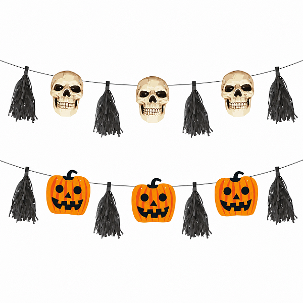 GUIRLANDA HALLOWEEN 3 METROS UNIDADE ABOBORA/CAVEIRA