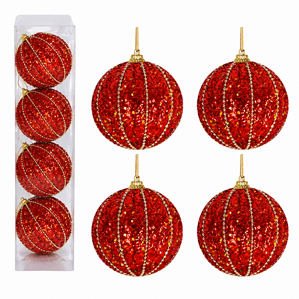 BOLA GLITTER ESSENCE 8CM C/4 UNIDADE