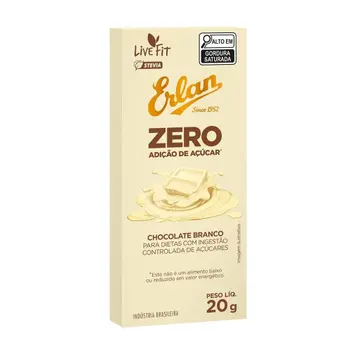 TABLETE CHOCOLATE BRANCO ZERO AÇUCAR 20G UNIDADE