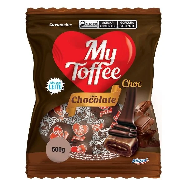BALA MY TOFFEE CHOCOLATE COM RECHEIO DE CHOCOLATE 500G