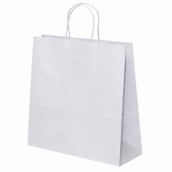 SACOLA PAPEL KRAFT BRANCA 30,5X11,5X38 COM 10 UNIDADES