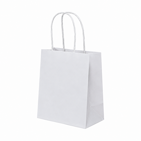 SACOLA PAPEL KRAFT BRANCA 13,5X8X21CM COM 10 UNIDADES