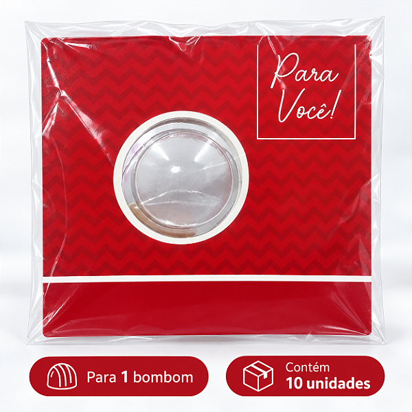 CARTAO COM BLISTER PARA 1 BOMBOM MENSAGEM VERMELHA C/10 UND