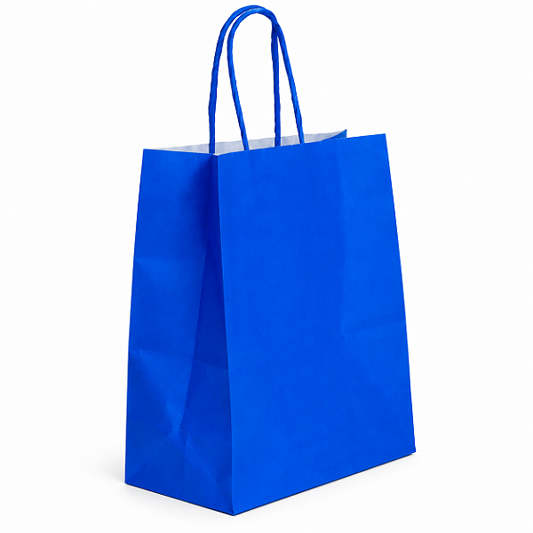 SACOLA PAPEL KRAFT AZUL BIC 17,5X8,5X21,5CM C/10 UNIDADES