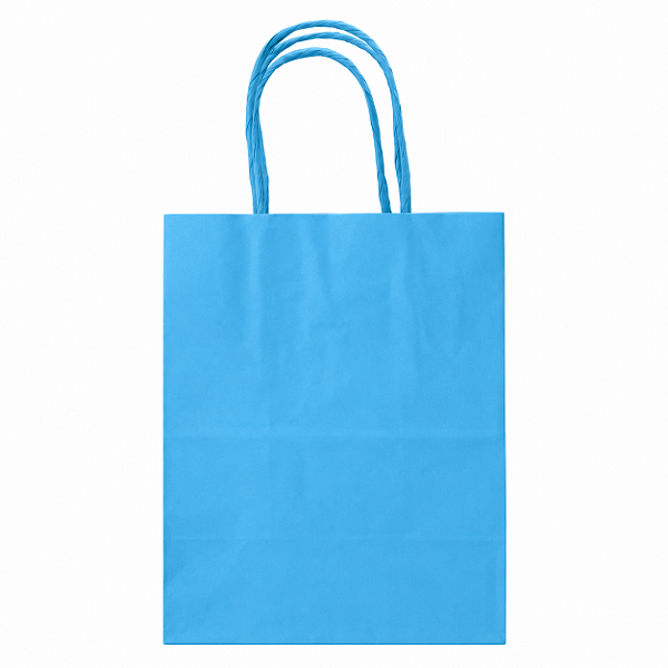 SACOLA PAPEL KRAFT AZUL CEU 17,5X8,5X21,5CM C/10 UNIDADES
